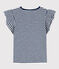 Gestreept T-shirt in katoen voor meisjes blauw MEDIEVAL/wit MARSHMALLOW