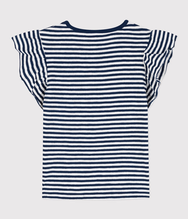 Gestreept T-shirt in katoen voor meisjes blauw/wit