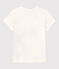 Tee-shirt manches courtes en coton enfant fille blanc MARSHMALLOW/rouge TERKUIT