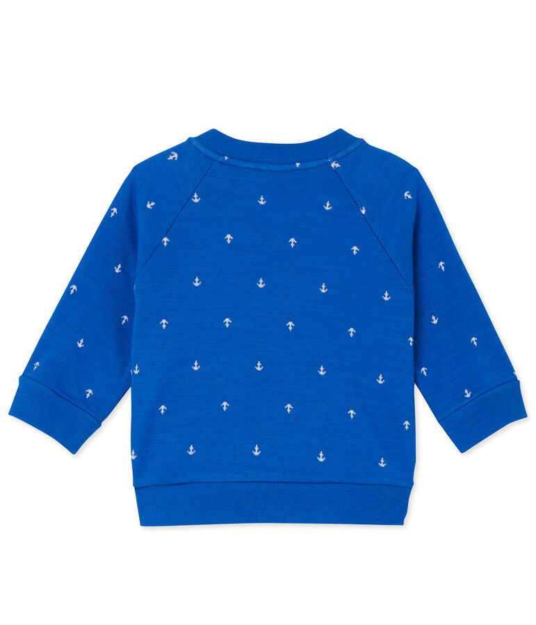 Cardigan b&eacute;b&eacute; gar&ccedil;on en tubique bleu DELFT/blanc LAIT