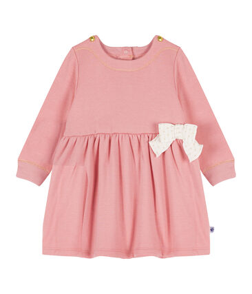 Jurk Met Lange Mouwen Babymeisje Van Mesh Fluweel Petit Bateau