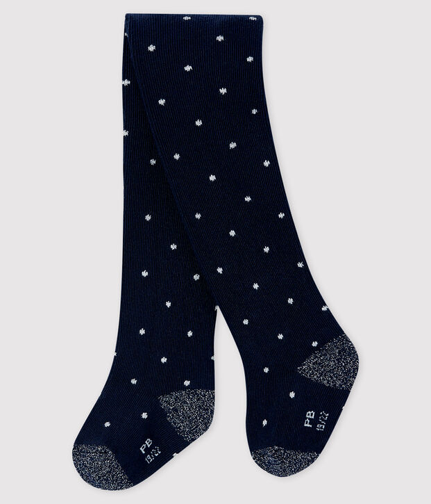 Collant &agrave; pois b&eacute;b&eacute; fille bleu/gris