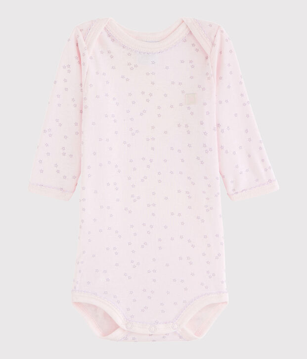 Body manches longues b&eacute;b&eacute; fille rose/violet