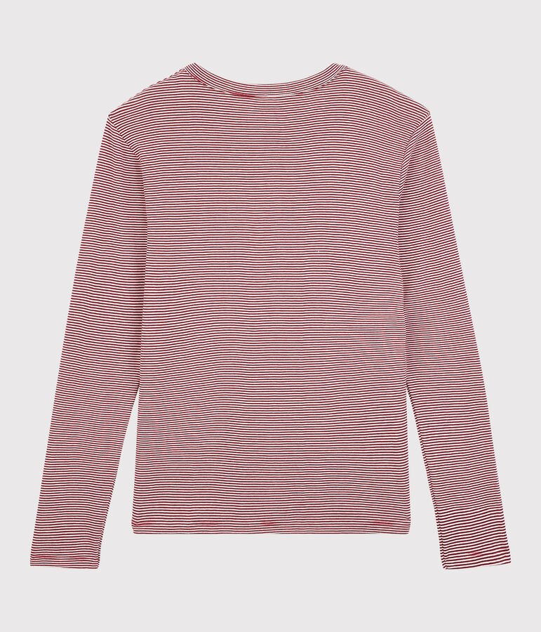 Iconisch gestreept Dames t-shirt van katoen met ronde hals rood/wit