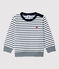 Katoenen baby T-shirt. wit MARSHMALLOW/blauw SMOKING