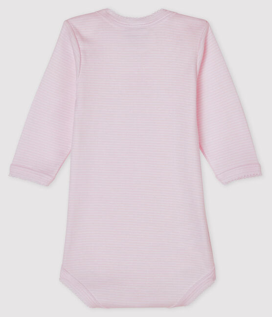 Body manches longues bébé fille rose VIENNE/blanc ECUME