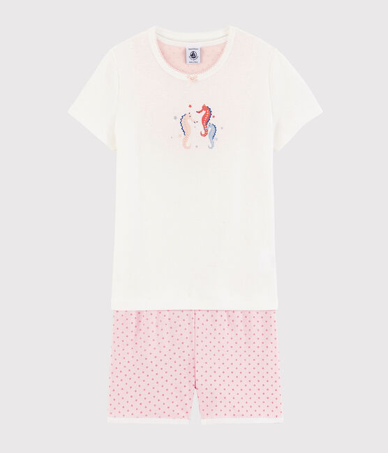 Pyjacourt hippocampes petite fille en coton blanc MARSHMALLOW/rose GRETEL