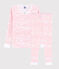 Roze snugfit pyjama met golvenprint van katoen, voor kleine meisjes wit MARSHMALLOW/roze GRETEL