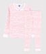 Roze snugfit pyjama met golvenprint van katoen, voor kleine meisjes