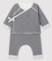 Driedelige dubbelgeweven babyset blauw SMOKING/wit MARSHMALLOW