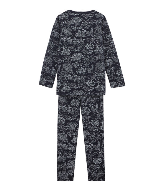 Pyjama petite fille bleu SMOKING/blanc ECUME