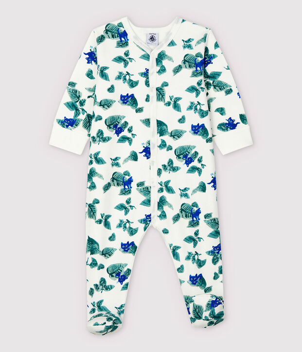 Dubbelzijdig jersey pyjama met babykatjesprint wit/multicouleur