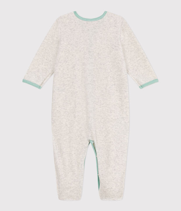 Pyjama b&eacute;b&eacute; en velours uni beige chin&eacute;