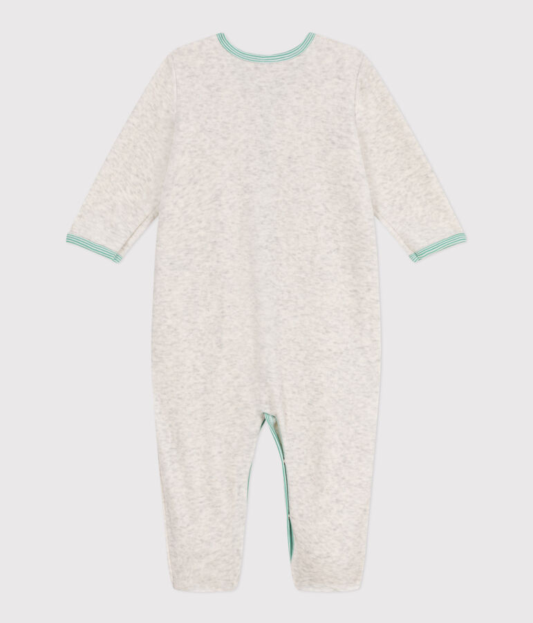 Pyjama b&eacute;b&eacute; en velours uni beige