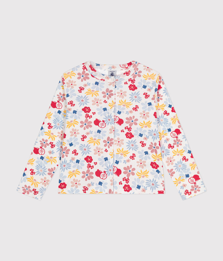 Katoenen cardigan voor meisjes wit/multicouleur