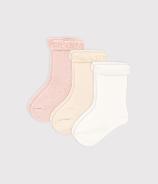 Lot de 3 paire de chaussettes b&eacute;b&eacute; en tricot uni multicouleur
