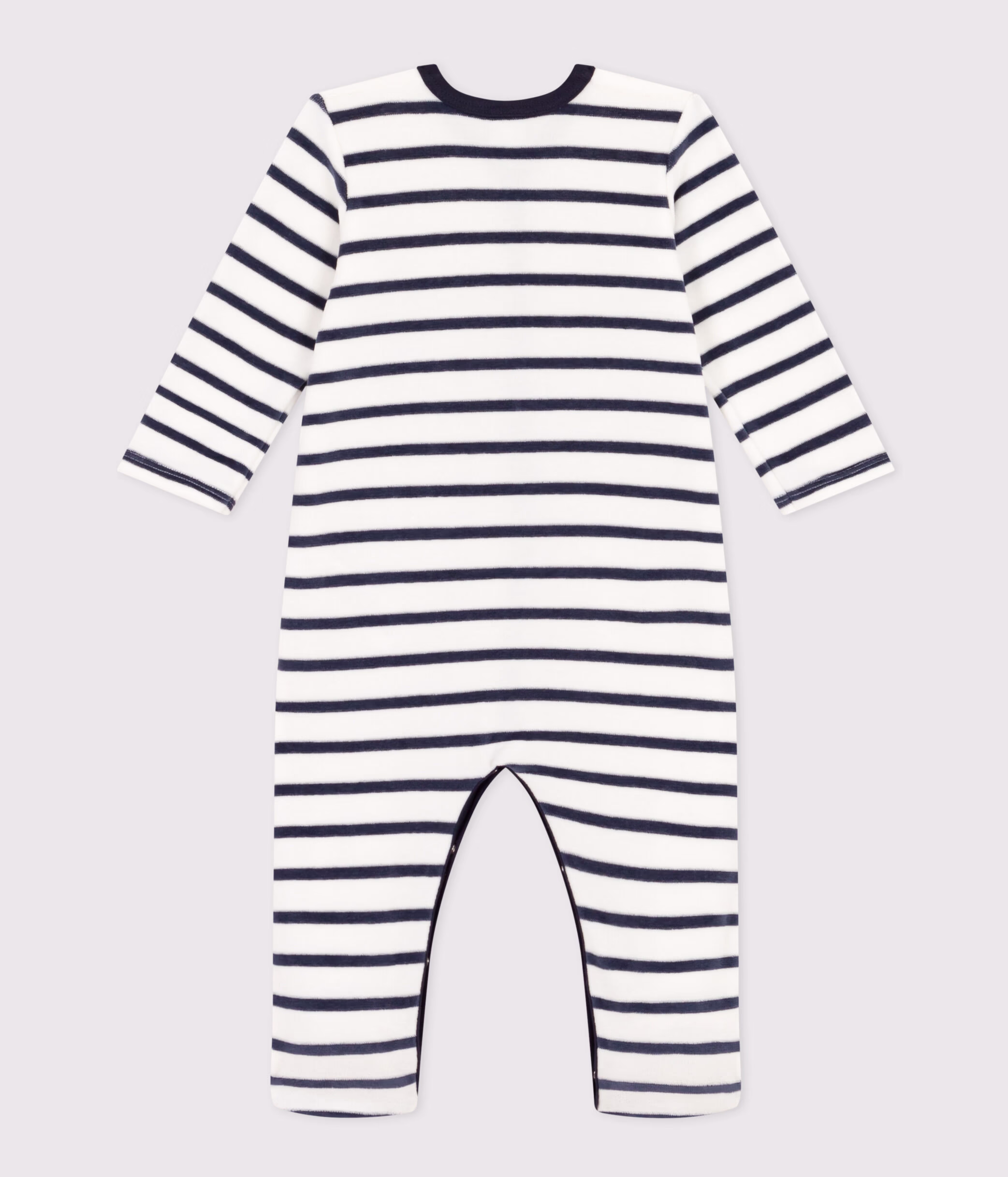Pyjama bebe raye en velours MARSHMALLOW SMOKING Petit Bateau
