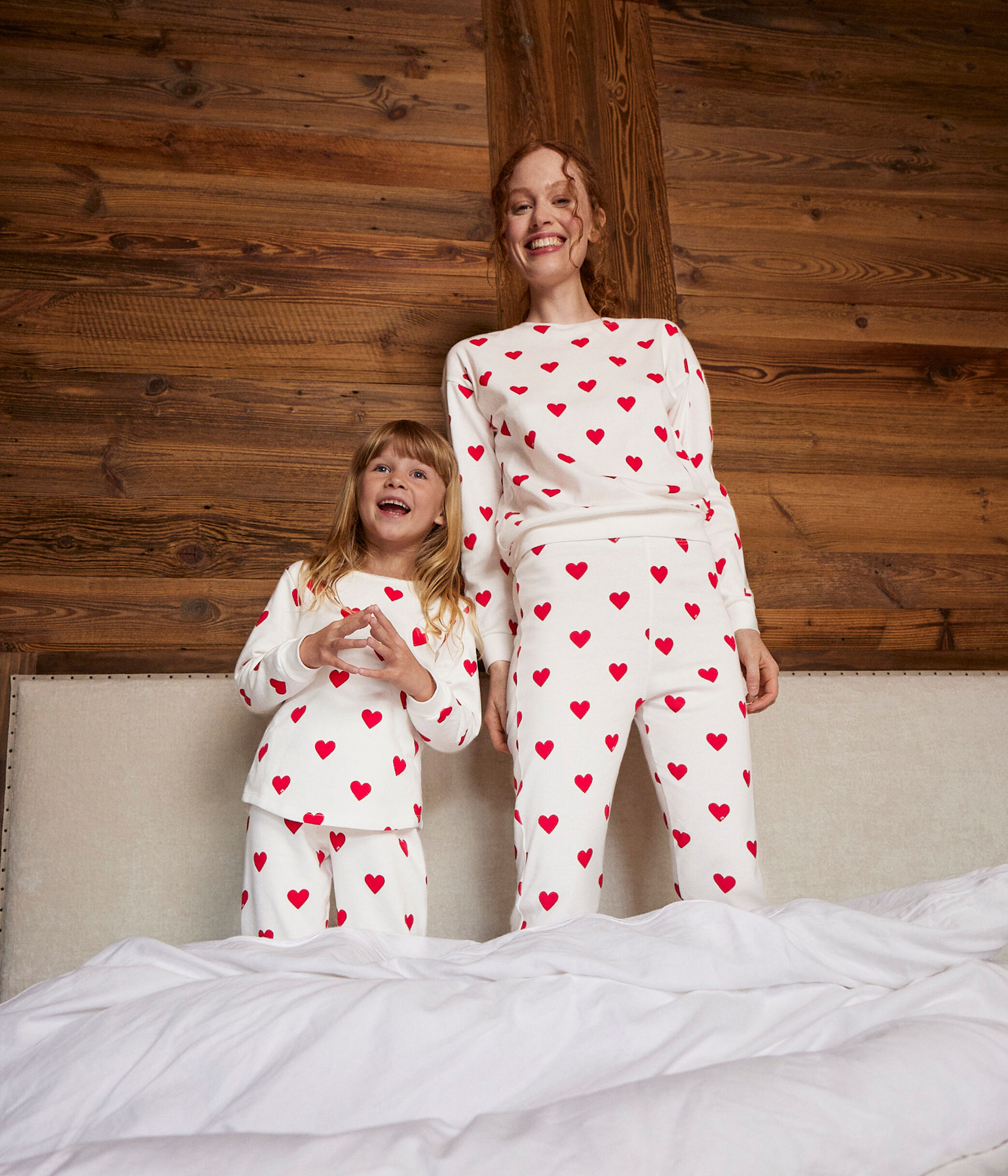 Pyjama enfant imprime c urs en cote MARSHMALLOW TERKUIT Petit Bateau
