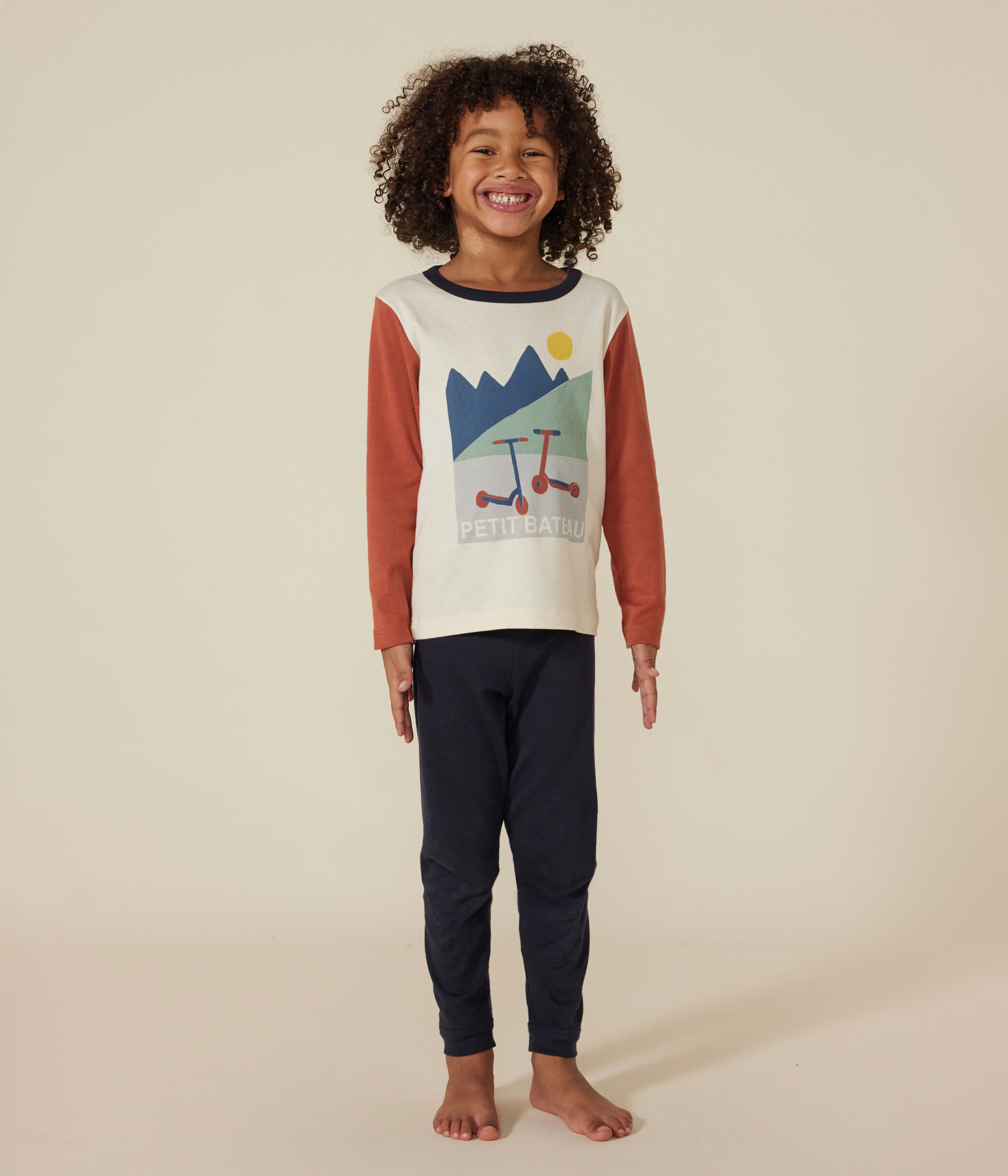 Pyjama uni motif trottinettes en coton enfant SMOKING MULTICO Petit Bateau