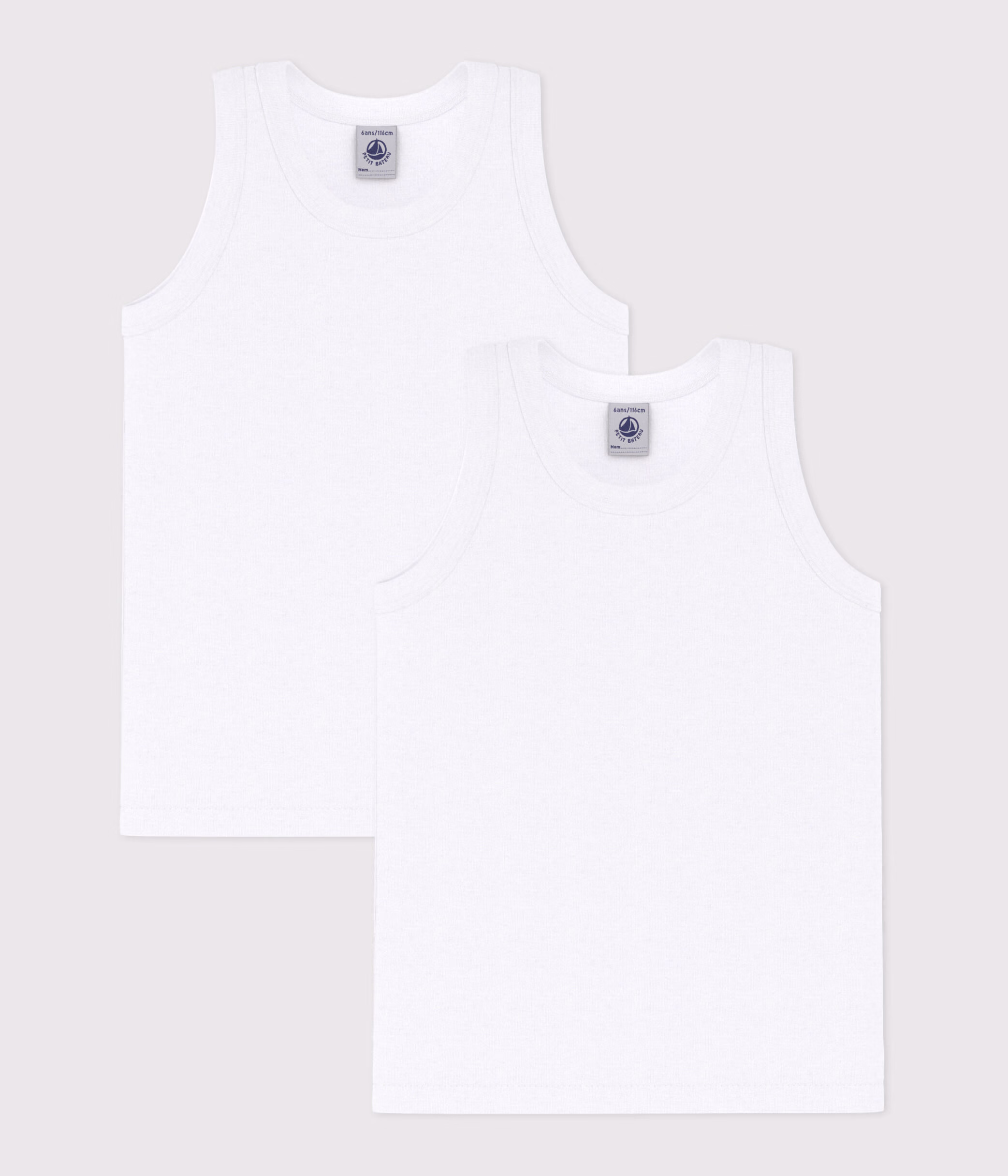 Lot de 2 debardeurs blancs petit garcon variante 1 Petit Bateau
