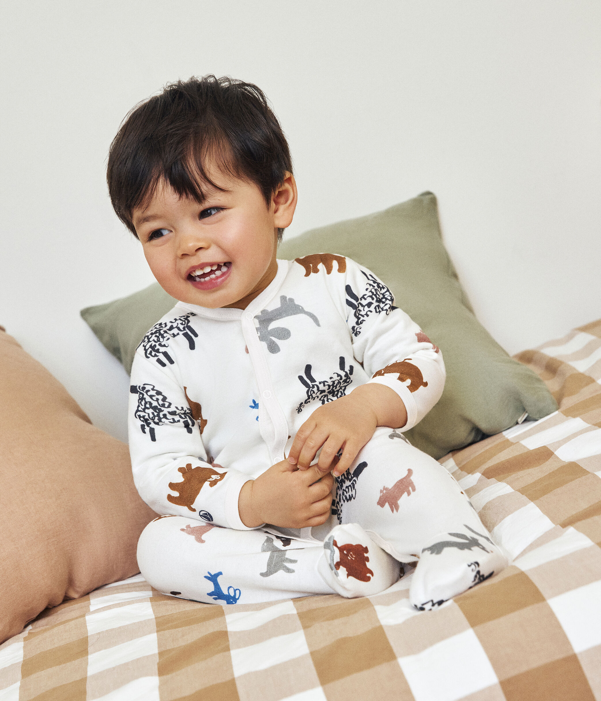 Pyjama bebe chiens en molleton MARSHMALLOW MULTICO Petit Bateau