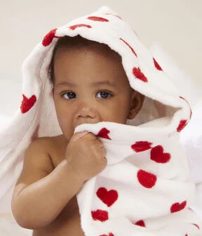 cape de bain coeur eponge bebe