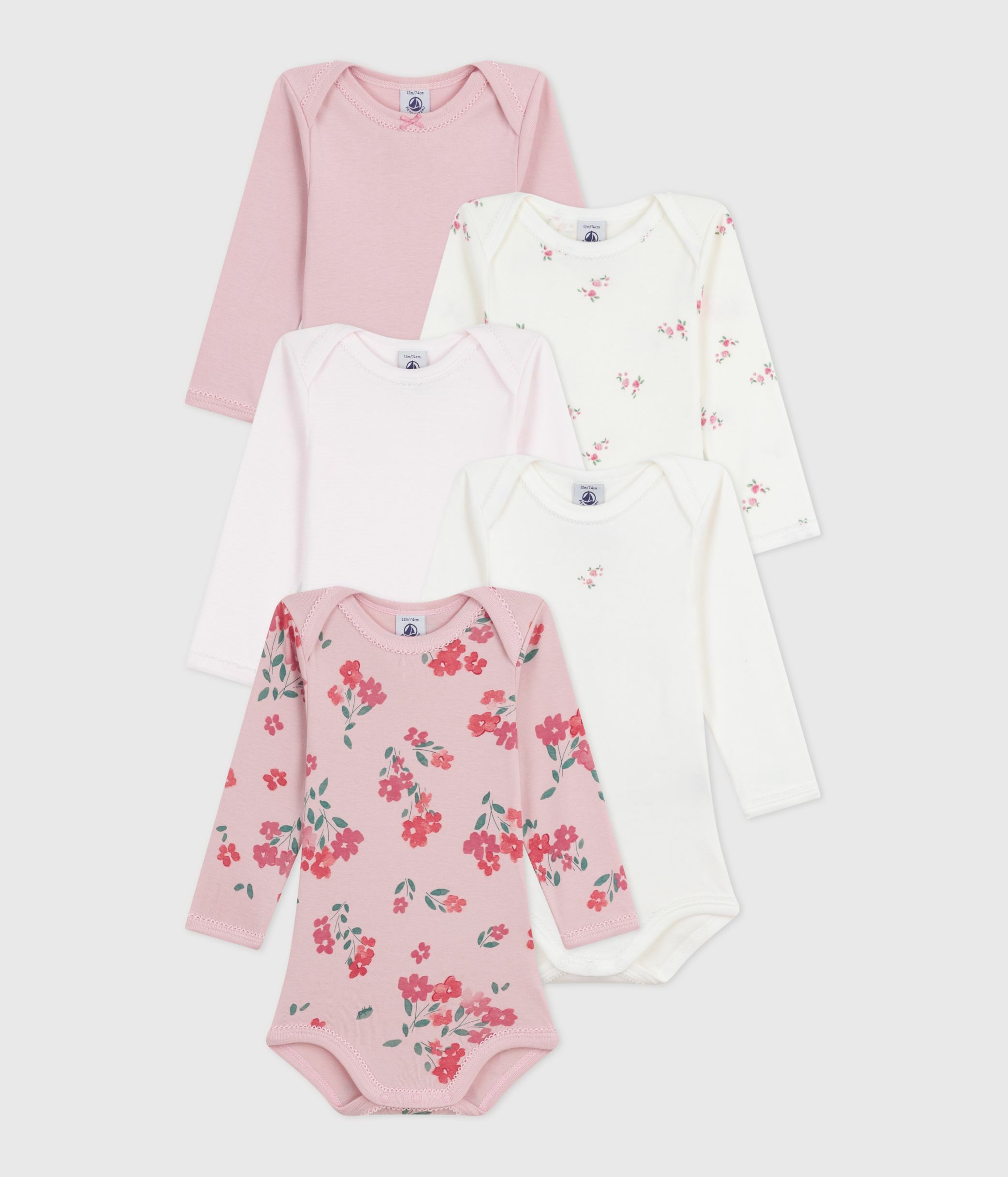 Petit Bateau Lot De 3 Bodies Naissance Manches Courtes Mixte Bébé - 100% Coton Doux