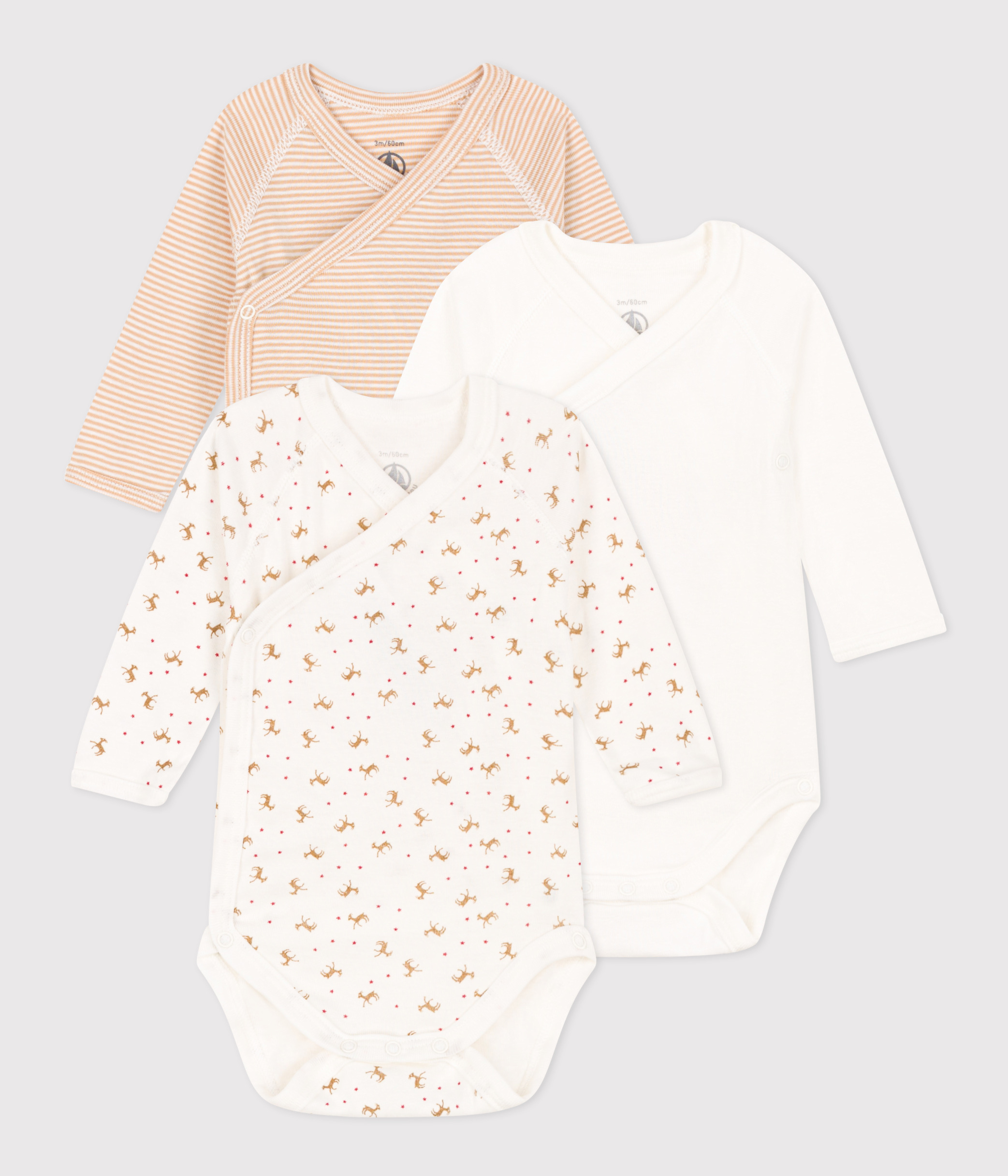 Lot De 2 Bodies Blancs Manches Longues Bébé Variante 1 A01T300 | Petit Bateau