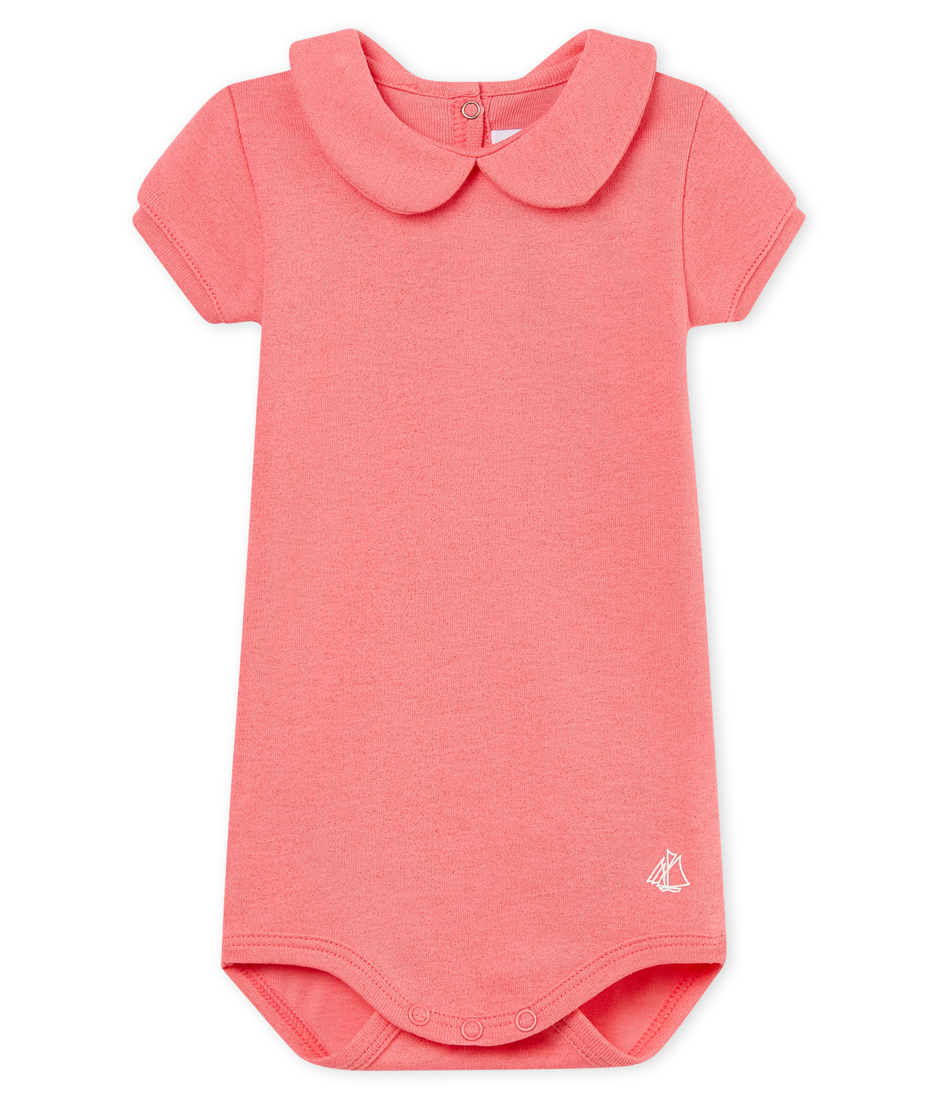 Body met korte mouwen en claudinekraag met glitters voor babymeisjes