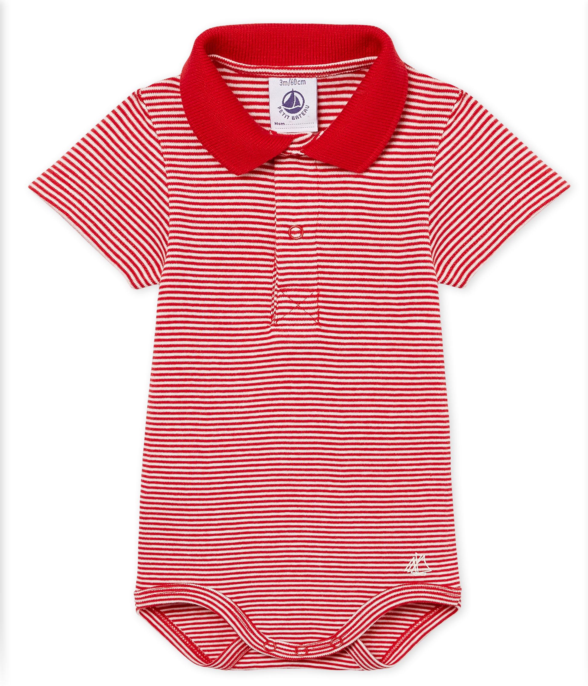 Body manches courtes col polo bébé garçon milleraies