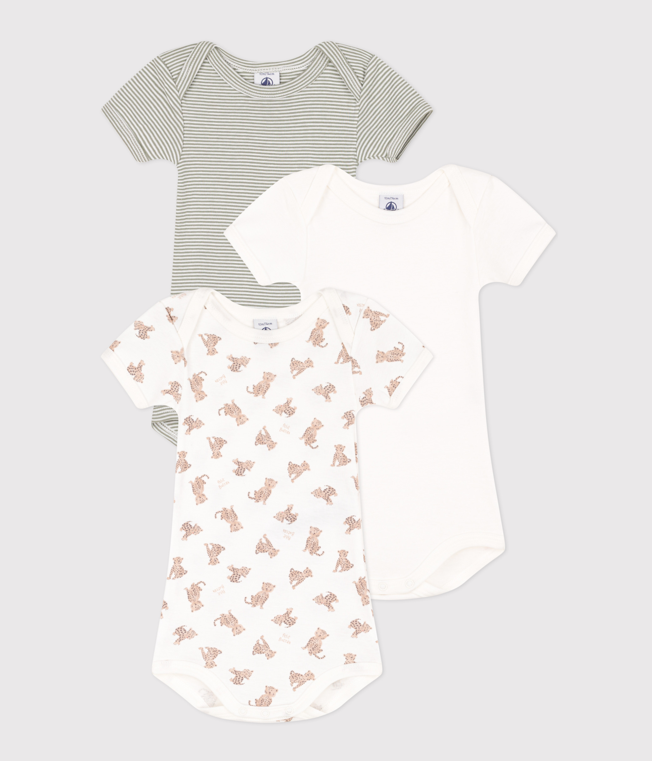 Promo Lot De 3 Bodies Manches Courtes, Pyjama Bébé, Ou Pyjama Enfant Petit Bateau 349814