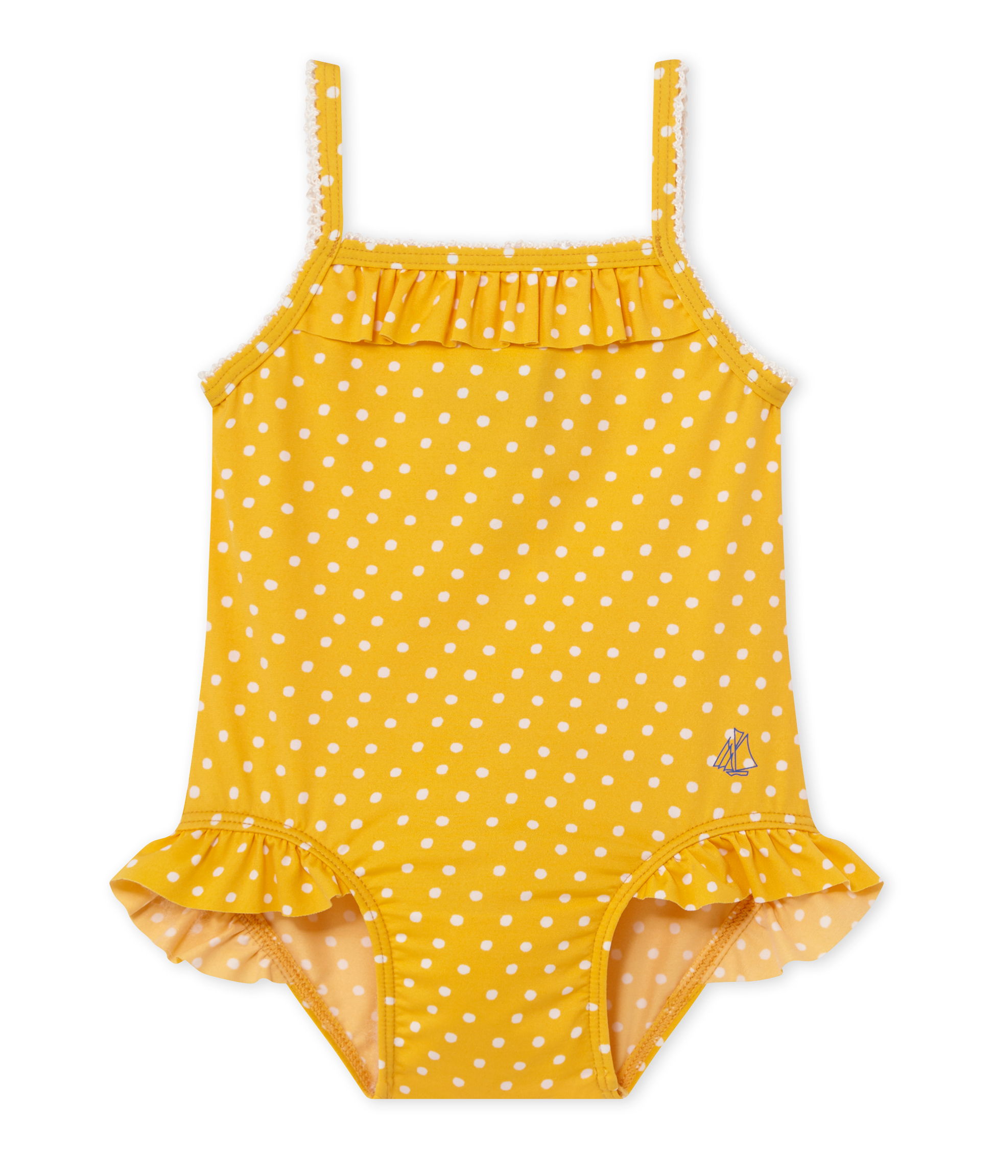 Maillot De Bain Bebe Fille A Pois Fusion Marshmallow Petit Bateau