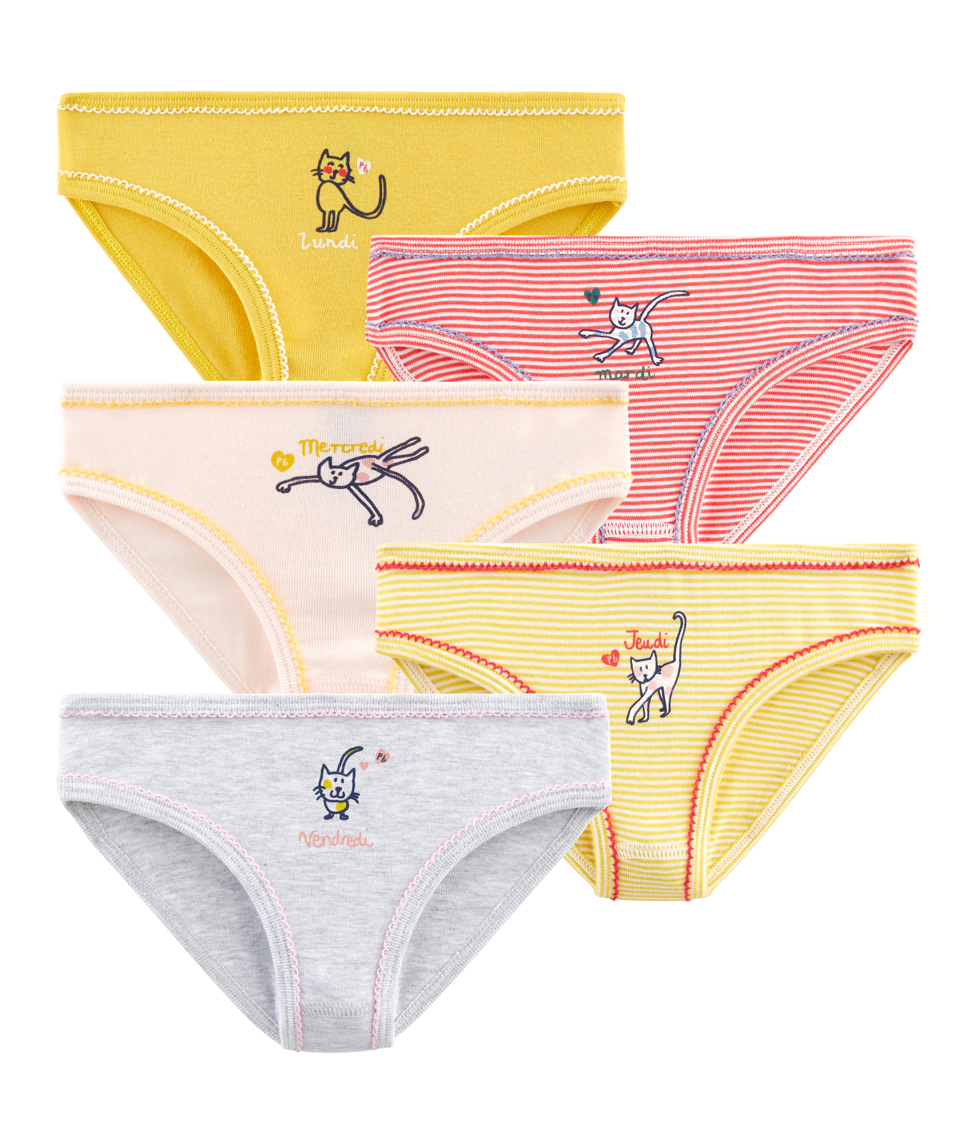 LOT DE 5 CULOTTES FILLE PETIT BATEAU 100% COTON DU 2 AU 6 ANS