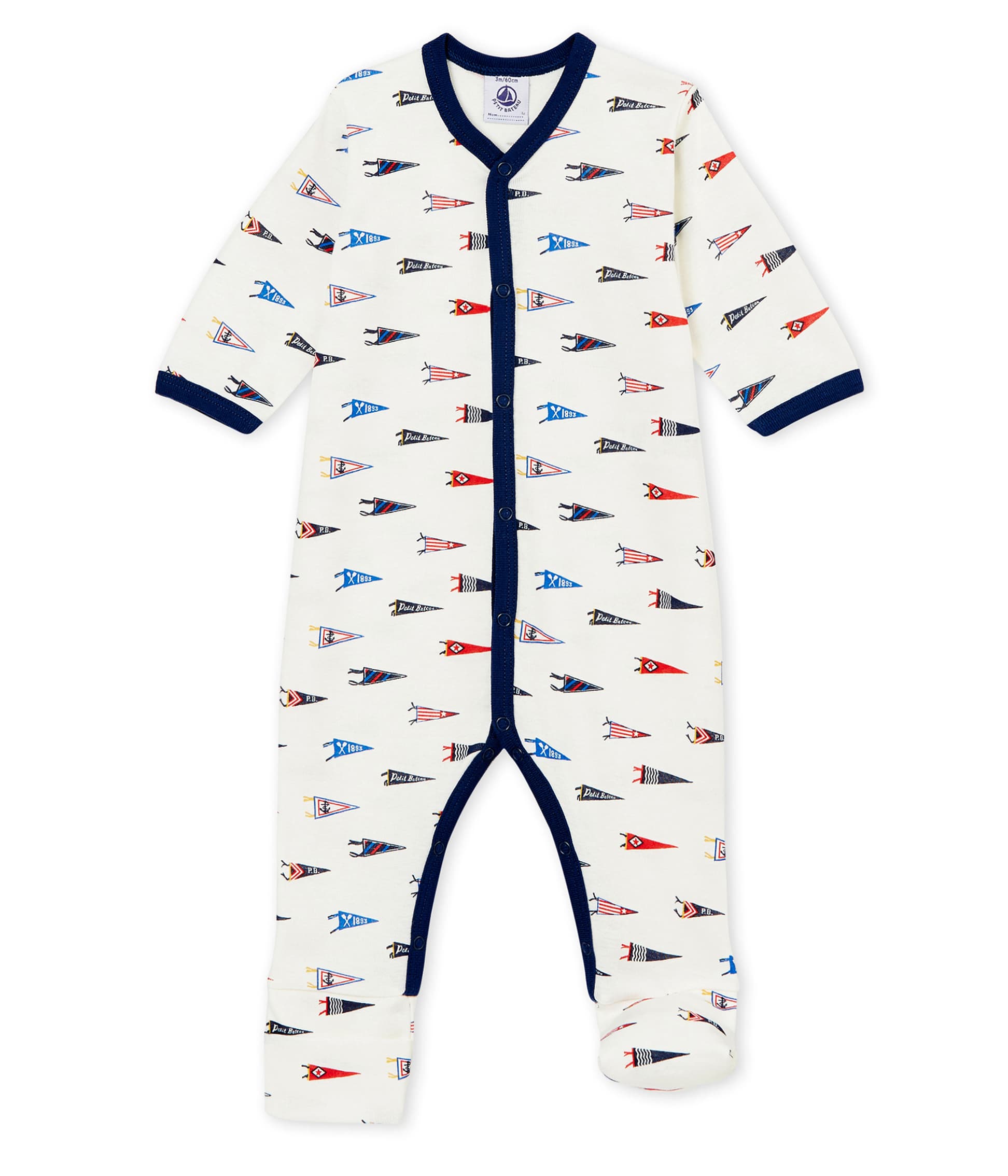 Schatting overhead Verhoog jezelf Omkeerbare pyjama met voetjes voor babyjongens MARSHMALLOW/MULTICO | Petit  Bateau