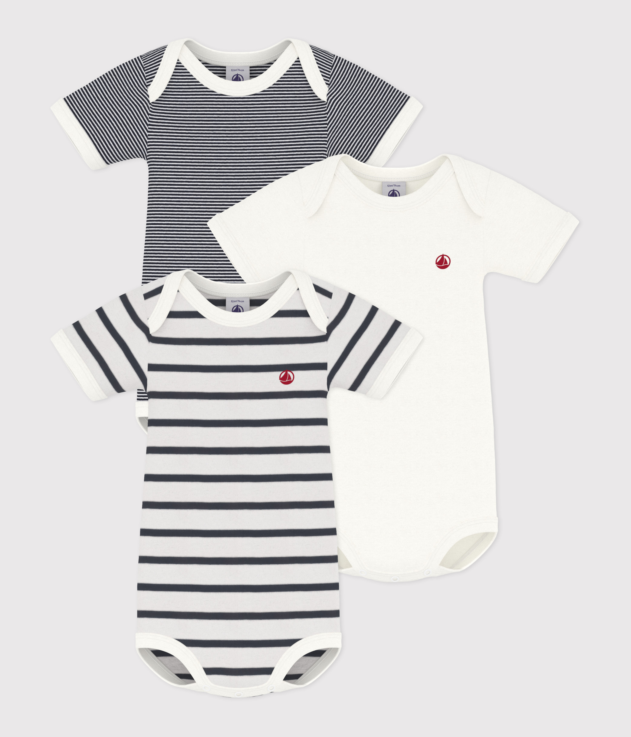 Lot de bodies manches courtes bébé variante A01TC00 Petit Bateau