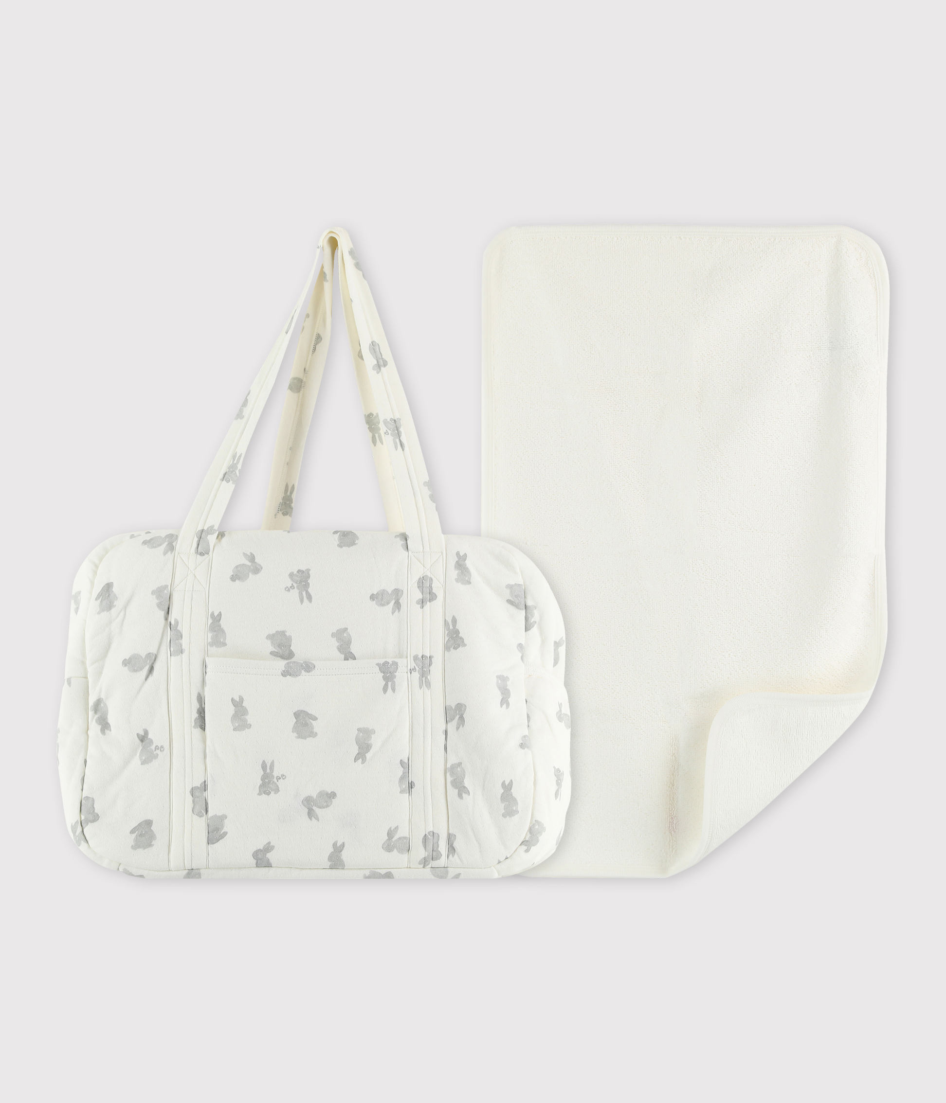 Lot sac et tapis à langer lapin bébé en tubique en coton biologique