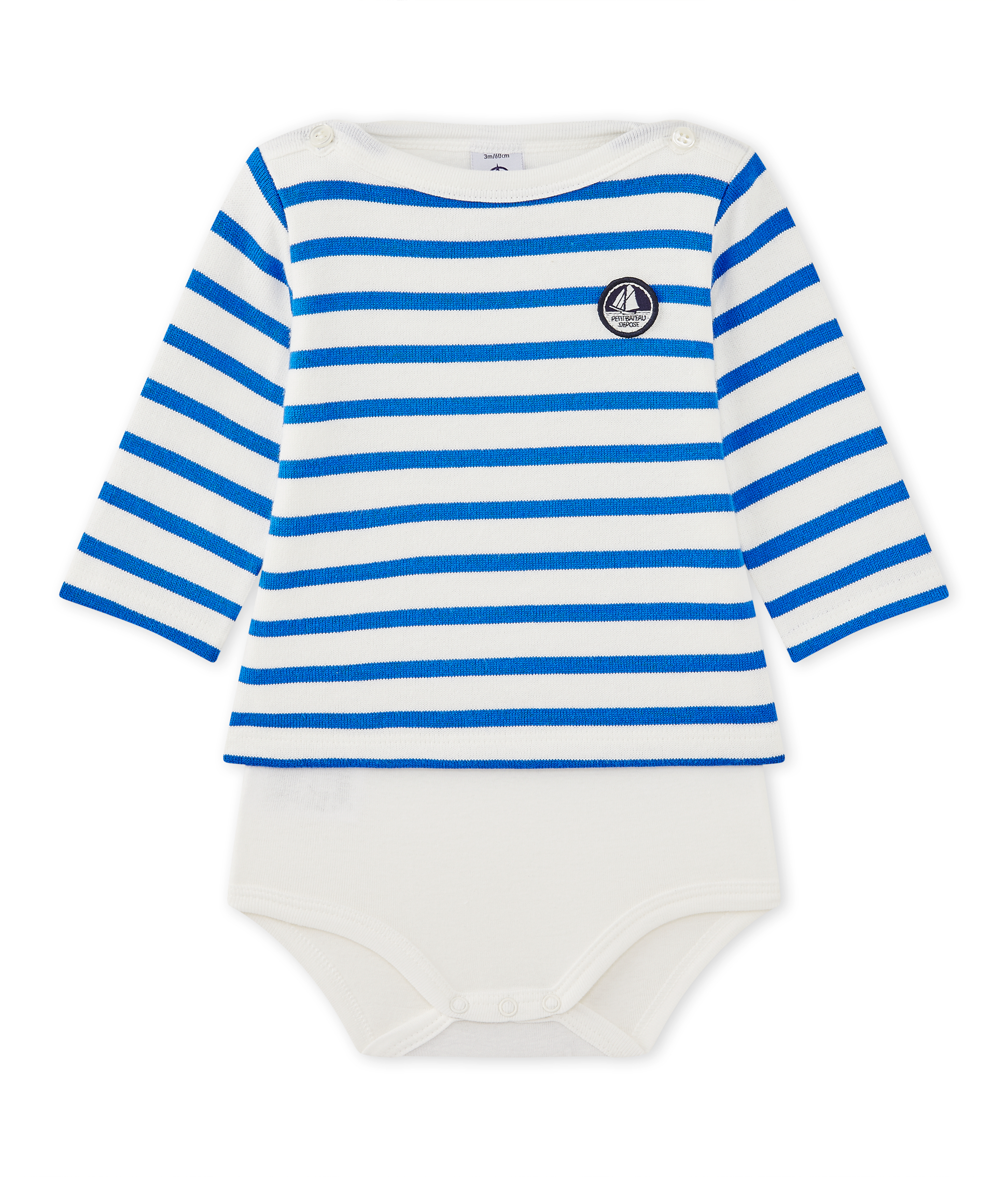 Body Mariniere Bebe Manches Longues Marshmallow Perse Petit Bateau