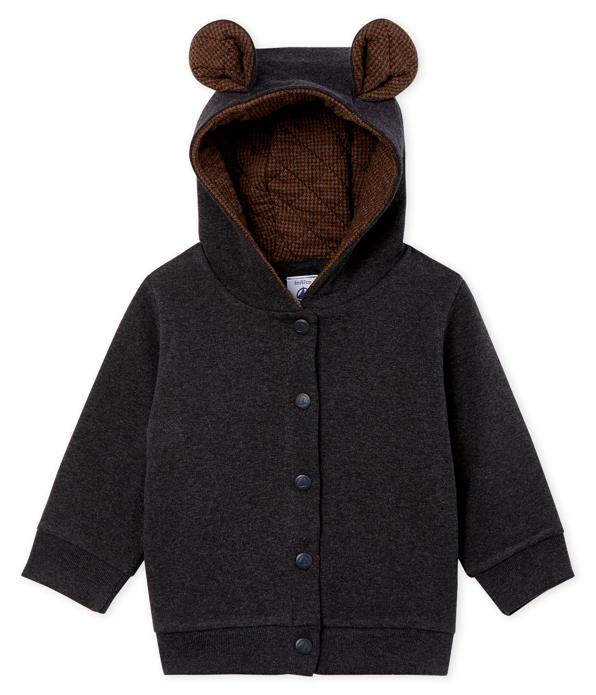 Sweatshirt à capuche bébé garçon en côte élasthanne