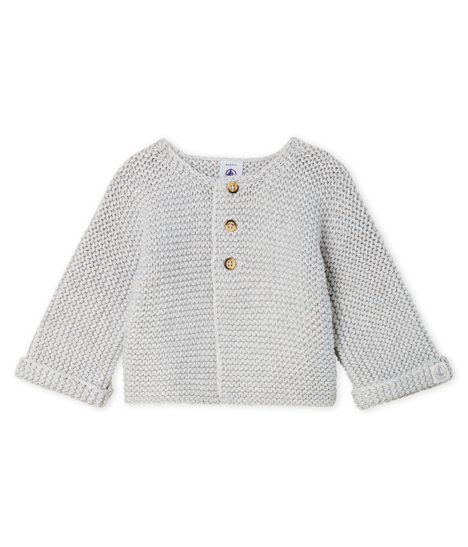 Cardigan van wol en katoen point mousse babymeisje