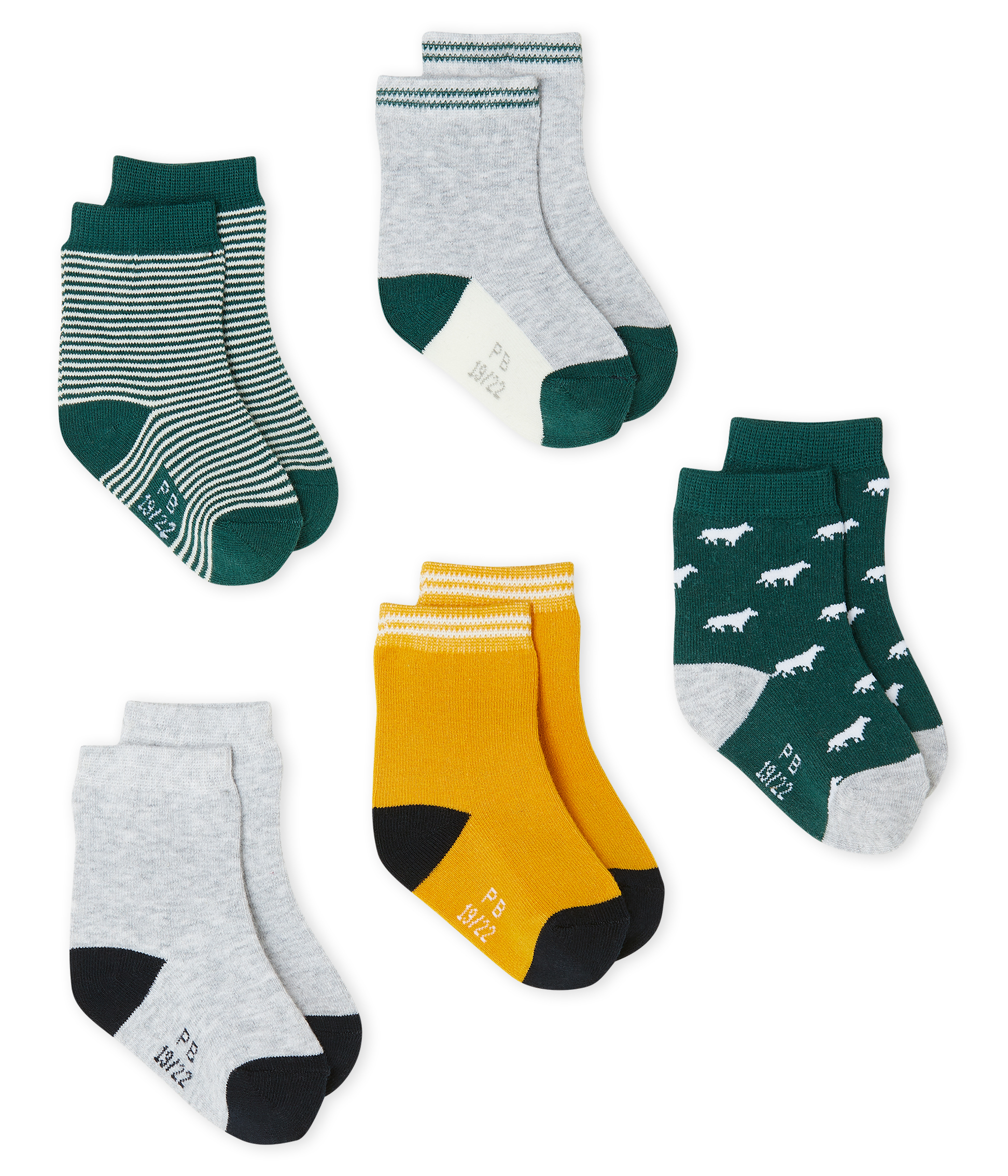 Set van 5 paar sokken voor baby jongen van katoenjersey.